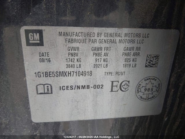 1G1BE5SMXH7104918 Chevrolet CRUZE LT