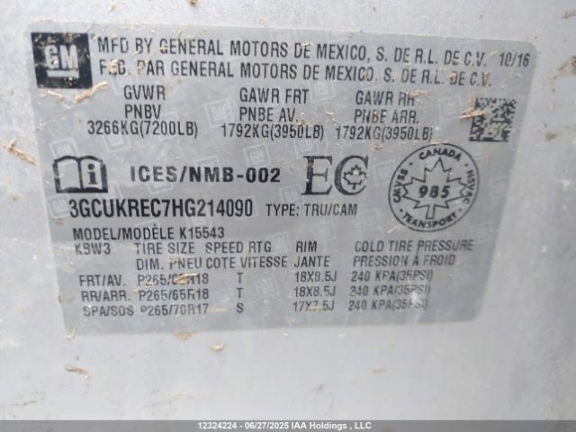 3GCUKREC7HG214090 Chevrolet l83 - sidi: spark ignited direct injection, vvt: variable valve timing, afm, e85 max, alum