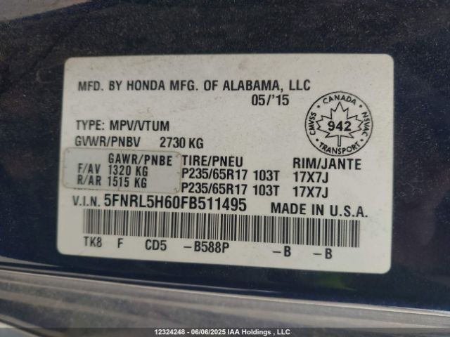 5FNRL5H60FB511495 Honda j35z8