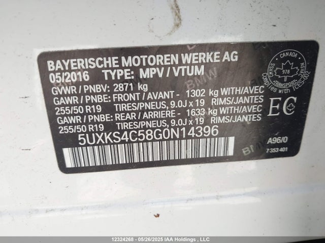 5UXKS4C58G0N14396 BMW X5