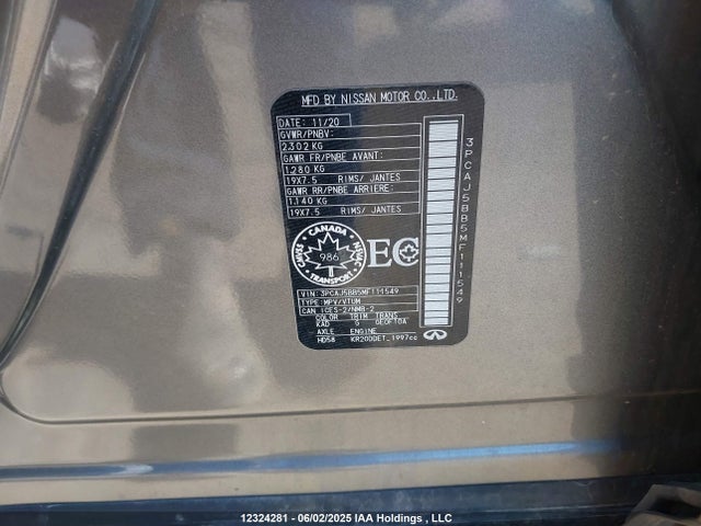 3PCAJ5BB5MF111549 Infiniti QX50