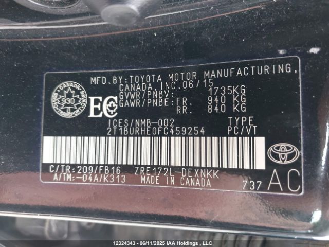 2T1BURHE0FC459254 Toyota Corolla
