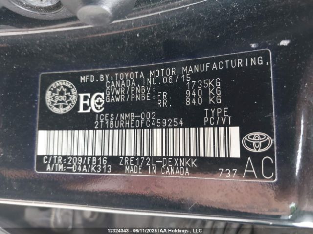 2T1BURHE0FC459254 Toyota Corolla