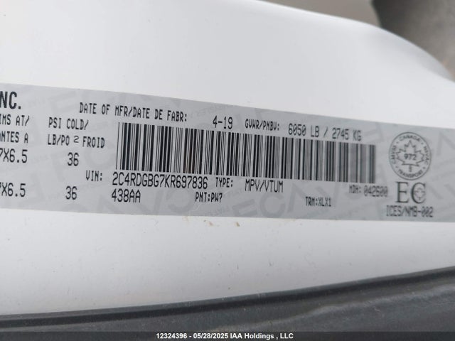 2C4RDGBG7KR697836 Dodge 2019