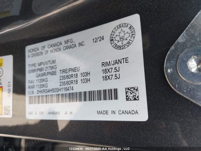 2HKRS4H50SH116474 Honda l15be