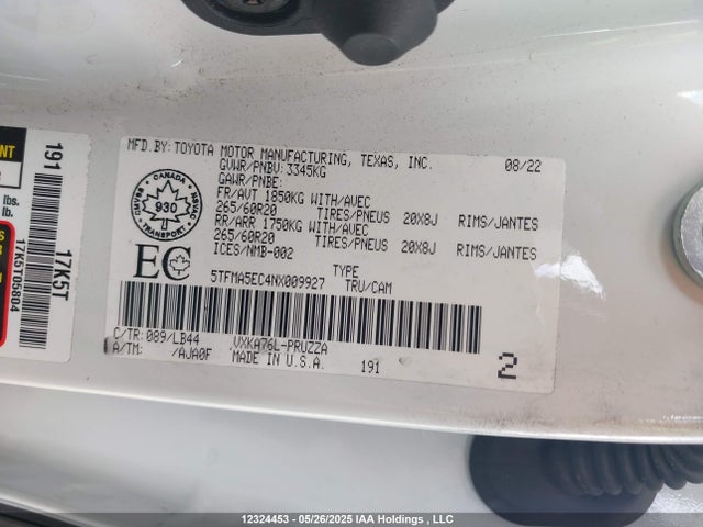 5TFMA5EC4NX009927 Toyota v35a-fts