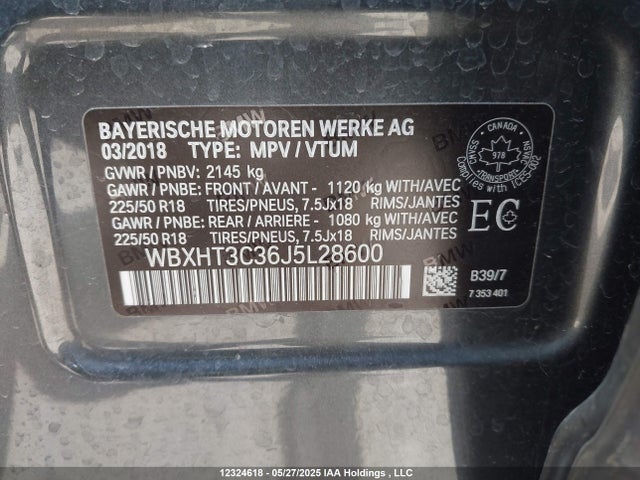 WBXHT3C36J5L28600 BMW X1