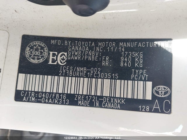 Toyota COROLLA LE 2015 2T1BURHE1FC303515 Image 9