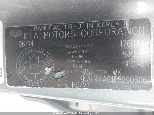 KNAFK4A61F5290806 KIA FORTE LX
