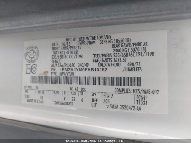 1FMZK1YM0FKB10182 Ford 2015