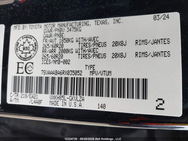 Toyota v35a-fts 2024 7SVAAABA6RX035052 Image 9