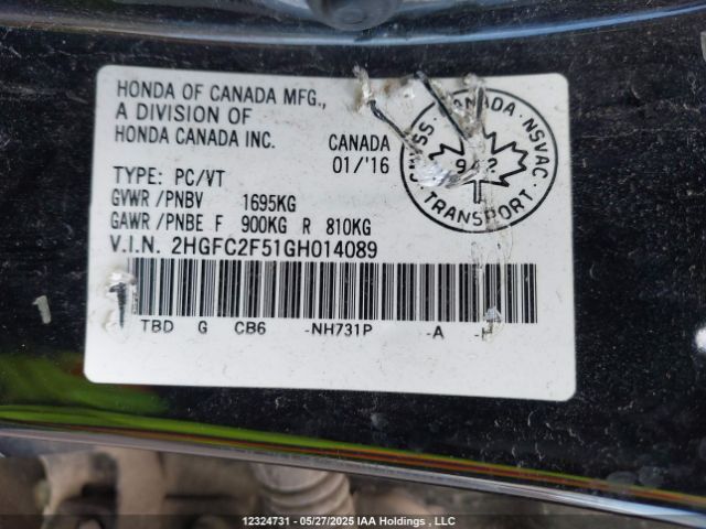 2HGFC2F51GH014089 Honda Civic Lx