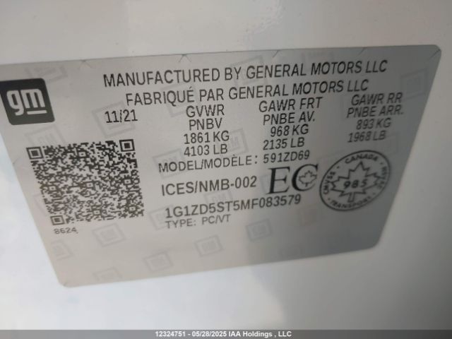 1G1ZD5ST5MF083579 Chevrolet lfv - direct injection, variable valve timing, gen 1 gmna