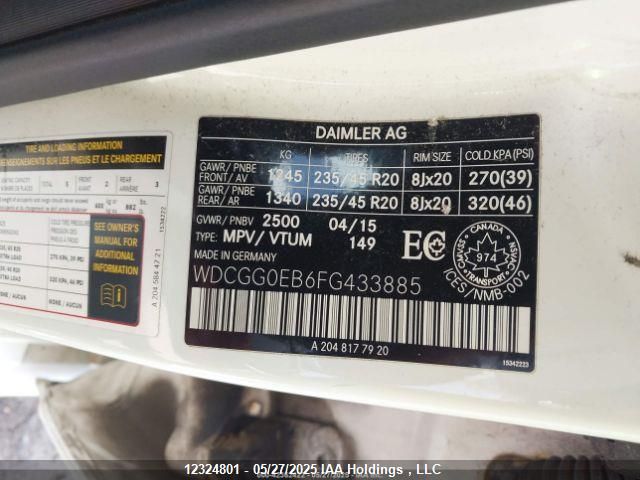 WDCGG0EB6FG433885 Mercedes-Benz Glk-Class