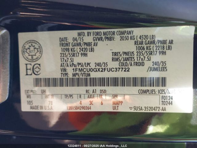 1FMCU0GX2FUC37722 Ford Escape