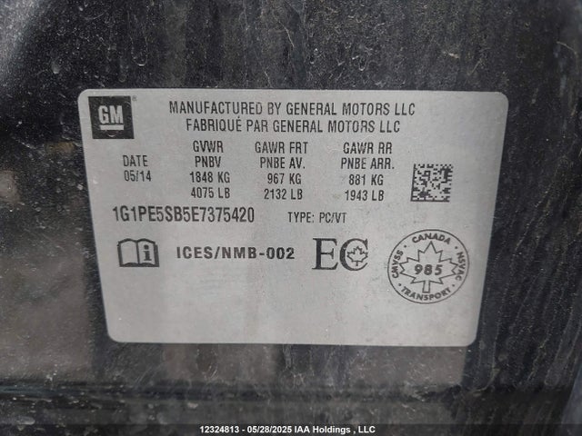 1G1PE5SB5E7375420 Chevrolet Cruze 2lt