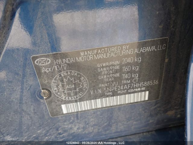 5NPE24AF7HH588536 Hyundai SONATA GL
