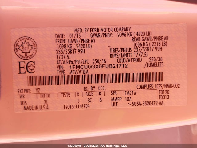 1FMCU0GX0FUB21712 Ford Escape