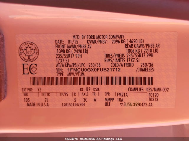 1FMCU0GX0FUB21712 Ford Escape