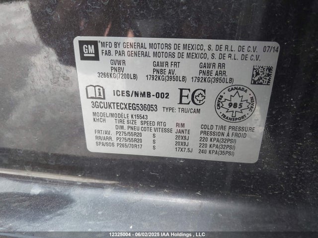 3GCUKTECXEG536053 Chevrolet l83 - vvt, afm (active fuel management), aluminum