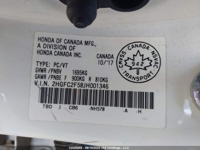 2HGFC2F58JH001346 Honda k20c2