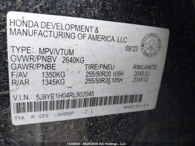 5J8YE1H04RL802045 Acura j35y5