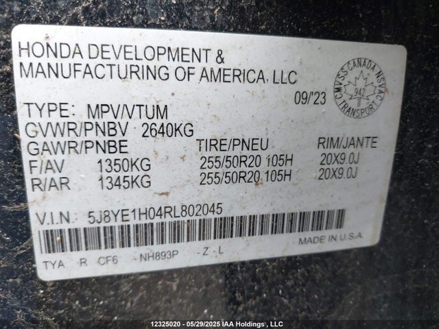 5J8YE1H04RL802045 Acura j35y5