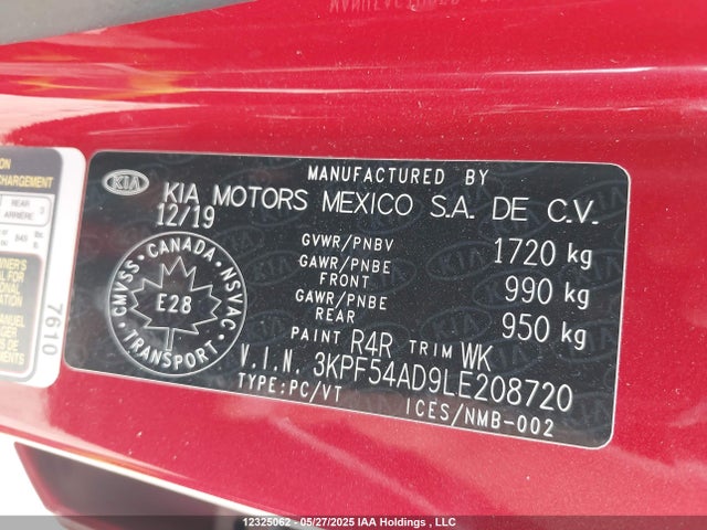 3KPF54AD9LE208720 KIA FORTE EX
