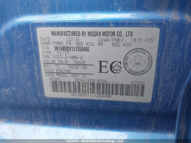 3N1AB8DV1LY204466 Nissan SENTRA SR
