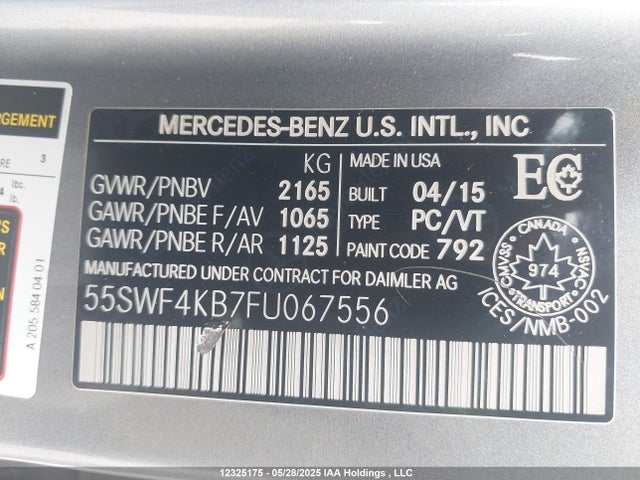 55SWF4KB7FU067556 Mercedes-Benz C-Class