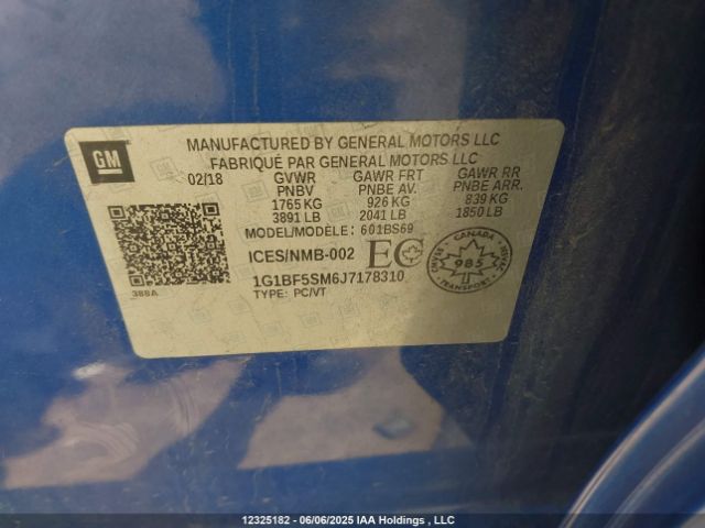1G1BF5SM6J7178310 Chevrolet le2 -di: direct injection, vvt: variable valve timing, gen, alum