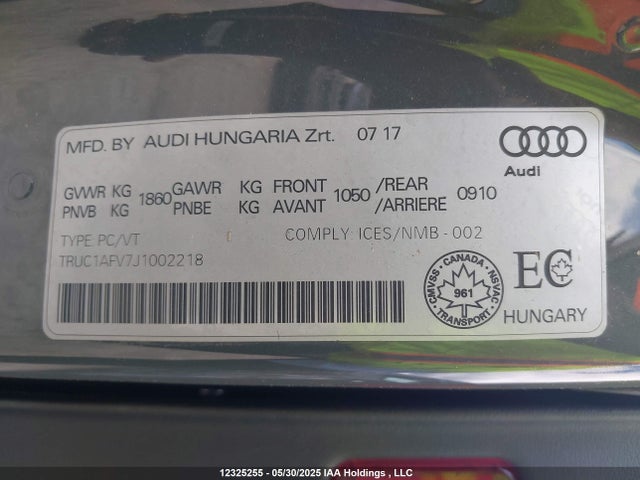 Audi tfsi 2018 TRUC1AFV7J1002218 Image 19