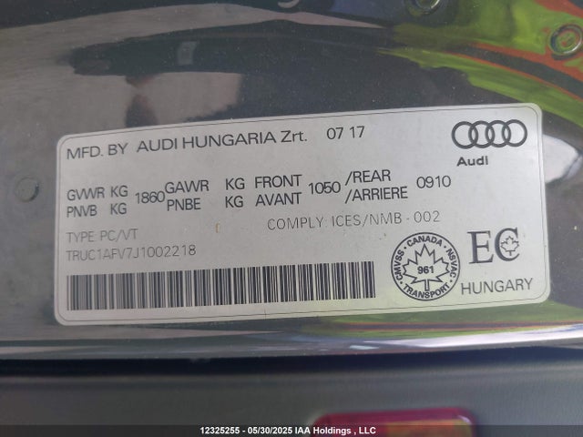 Audi tfsi 2018 TRUC1AFV7J1002218 Image 9