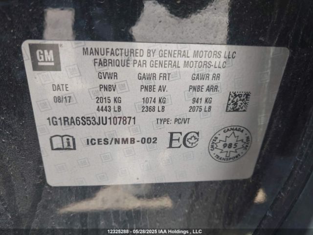 1G1RA6S53JU107871 Chevrolet Volt