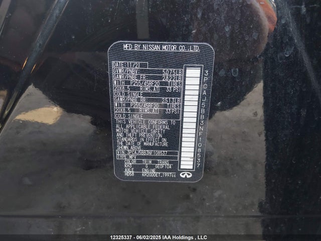 Infiniti 2022 2022 3PCAJ5BB3NF108537 Image 9