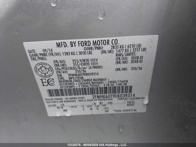 2FMHK6DT9EBD39314 Ford Flex