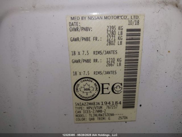 5N1AZ2MH8JN194184 Nissan Murano