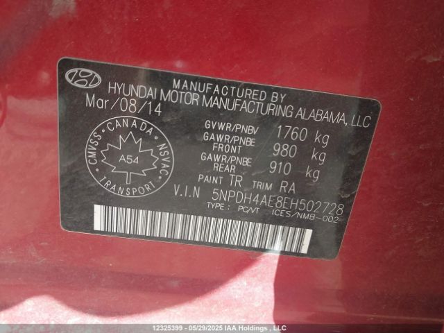 5NPDH4AE8EH502728 Hyundai dohc mpi nu