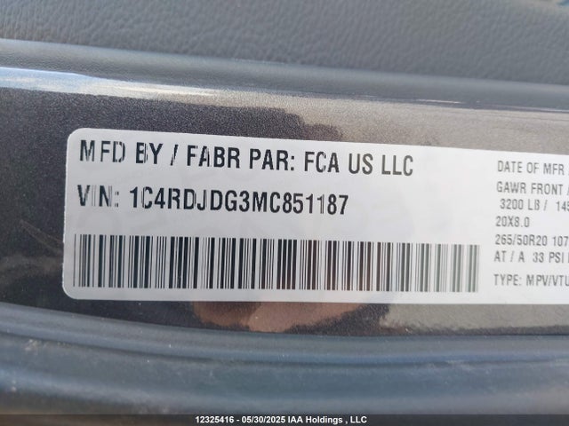 1C4RDJDG3MC851187 Dodge 2021