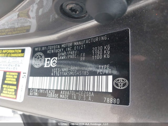 4T1G11AK5MU545185 Toyota a25a-fks