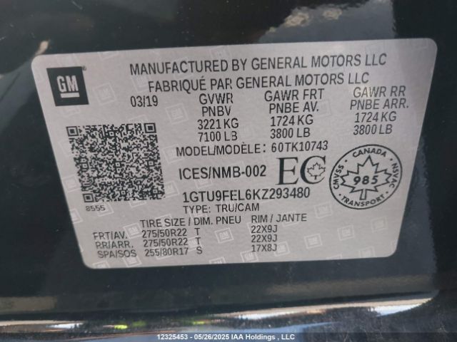 1GTU9FEL6KZ293480 GMC l87 - di dfm, alum, gen 5