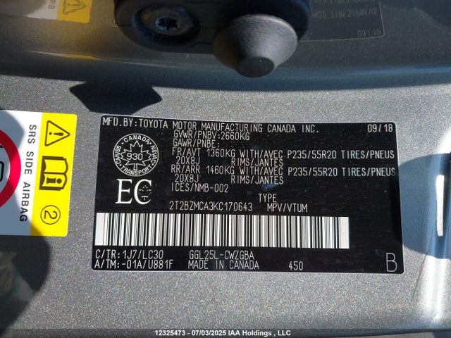 2T2BZMCA3KC170643 Lexus 2gr-fks