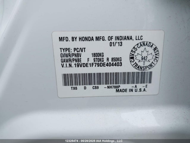 12325474 :رقم المزاد ، 19VDE1F79DE404403 vin ، 2013 Acura Ilx 20 Tech مزاد بيع