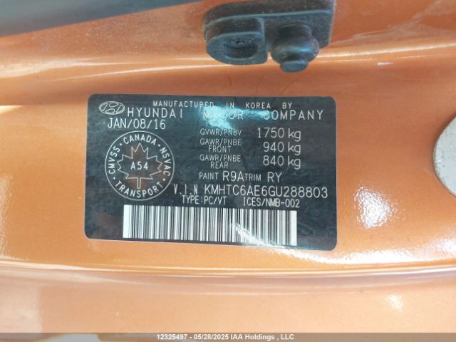 KMHTC6AE6GU288803 Hyundai Veloster Turbo