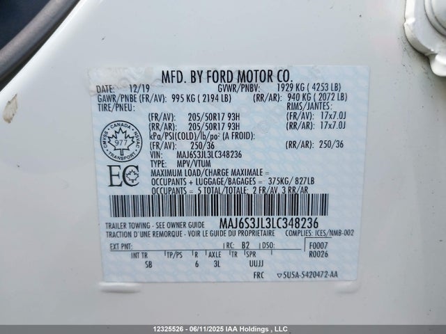 MAJ6S3JL3LC348236 Ford 2020