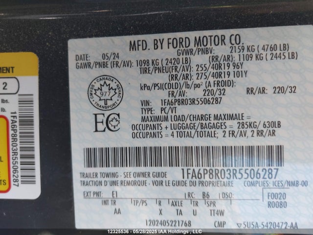 1FA6P8R03R5506287 Ford Mustang Dark Horse