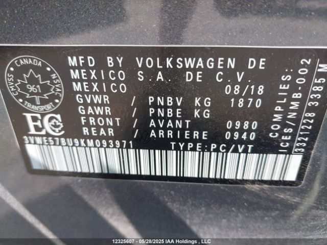 3VWE57BU9KM093971 Volkswagen 1.8 tsi