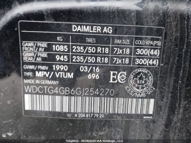 WDCTG4GB6GJ254270 Mercedes-Benz 270