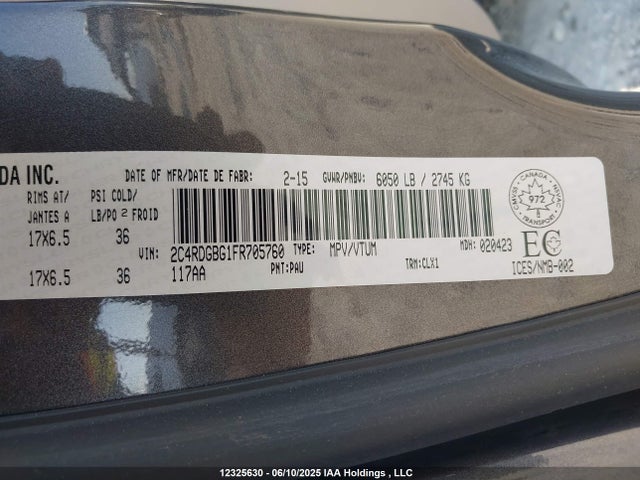 2C4RDGBG1FR705760 Dodge Grand Caravan