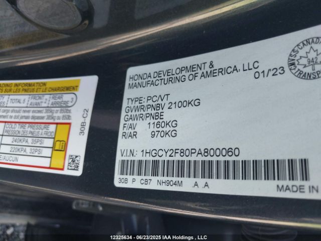 1HGCY2F80PA800060 Honda lfc5
